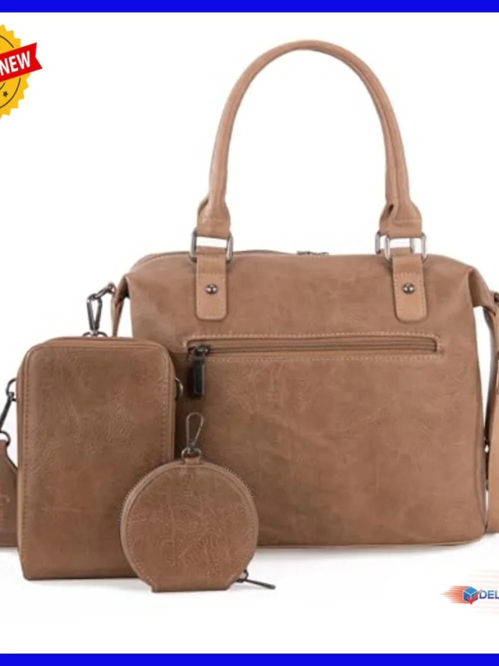 Leather Doctor Bag Set with Phone Purse & Coin Purse, 3-Piece
